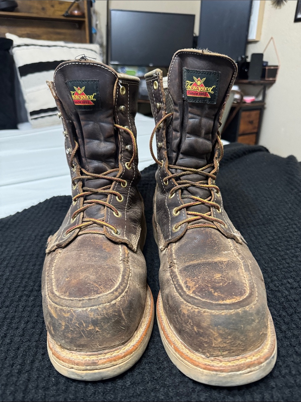 Wolverine Brown Leather Moc Toe Work Boots - Brown